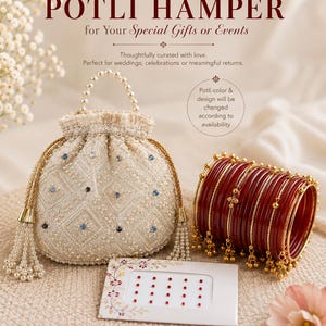 Cesto regalo Potli con braccialetti e bindi / Regalo per damigella d'onore per matrimonio indiano