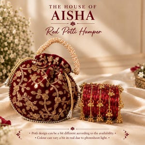 Potli-Taschen-Armreif-Set, indisches Hochzeitsgeschenk für Brautjungfern, Geschenk für die Brautparty