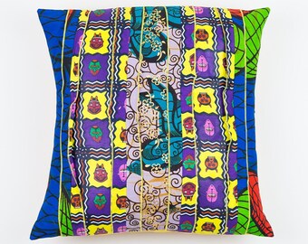 African wax print || Mask Ankara Fabric Square Cushion Cover|| Indoor And Outdoor Accent Pillow