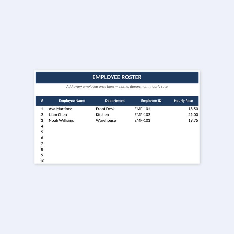 Employee Timesheet & Payroll Tracker Excel, Overtime Calculator, Google ...