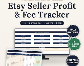 Etsy Seller Profit Tracker Spreadsheet, Etsy Fee Calculator, Shipping Profit and Loss, Payout Reconciliation, Excel Google Sheets