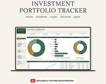 Investment Portfolio Tracker Google Sheets Excel Stock Dividend Tracker Crypto Portfolio Net Worth Trading Journal Spreadsheet Template