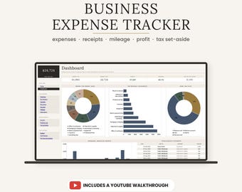 Business Expense Tracker Google Sheets Excel Small Business Bookkeeping Spreadsheet Profit Loss Mileage Log Tax Deduction Template