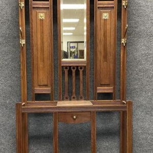 Antique Walnut Hall Tree, Circa: 1900  - FREE SHIPPING