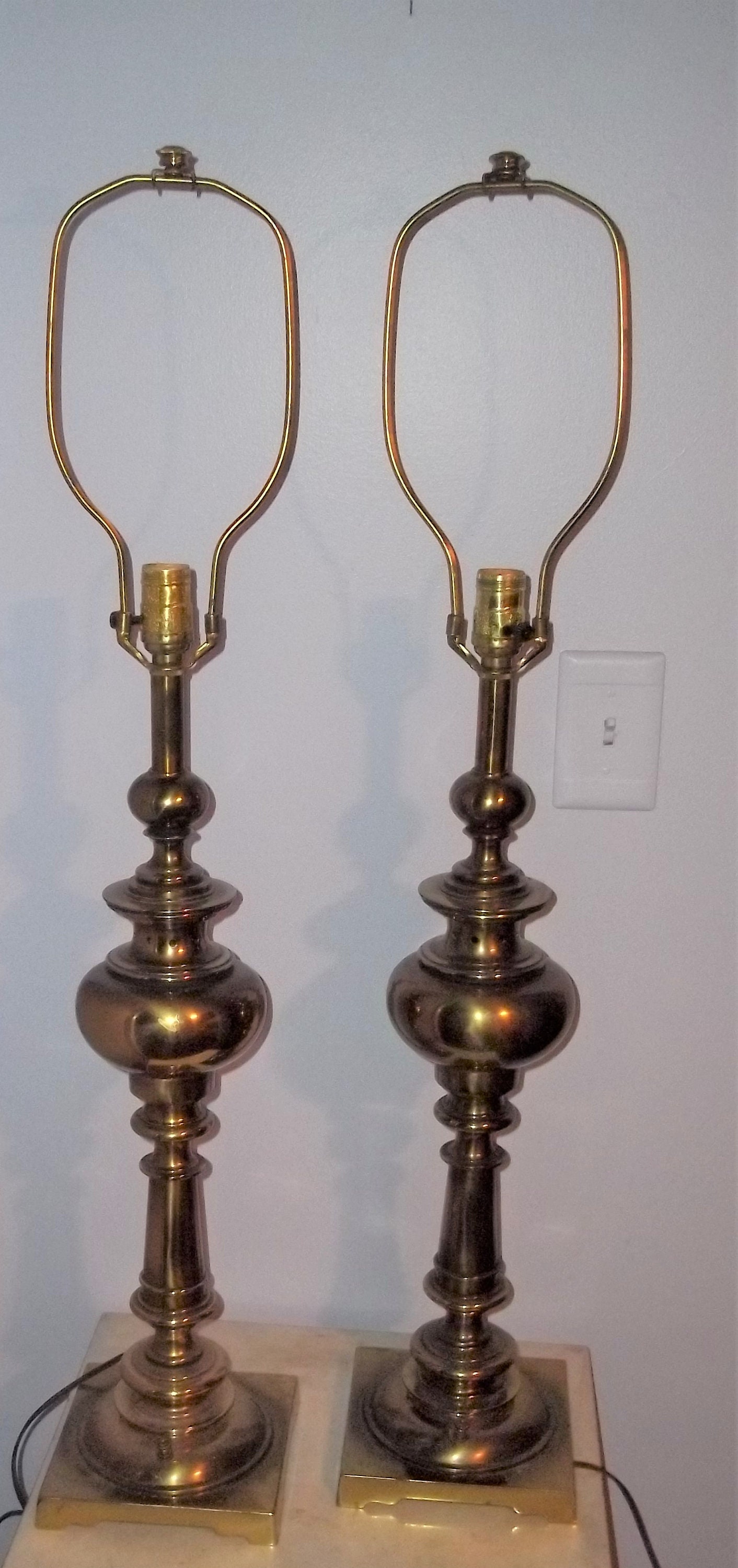 Vintage Brass Table Lamps by Stiffel, 1970s, Pair FREE DOMESTIC SHIPPING -   Canada
