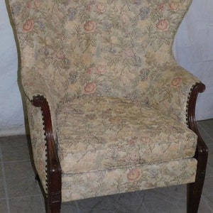 Mahogany & Upholstered Fan Back Arm Chair, 1940s FREE SHIPPING