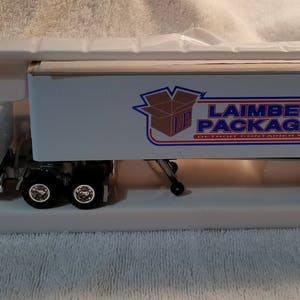 Lionel Laimbeer Packaging Tractor and Trailer, die-cast cab/chassis, O/O27 gauge train layout
