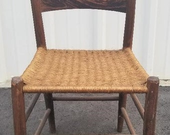Antique Painted Grain/Seagrass Seat Side Chair, circa late 1800s - FREE SHIPPING