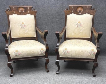 Antique Victorian John Jelliff Style Chairs, Pair - FREE SHIPPING