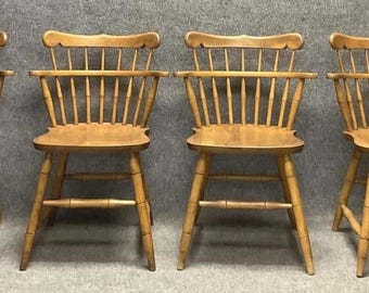 Four Vintage Windsor Style Maple Chairs by S. Bent & Bros- FREE SHIPPING