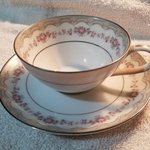 Noritake Japan Cup and Saucer, Glenwood Pattern (5770)
