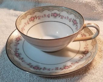 Noritake Japan Cup and Saucer, Glenwood Pattern (5770)