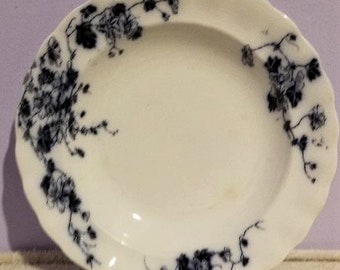 Antique Flow Blue Cream Soup Bowl, Bridgwood and Son, Ida Pattern