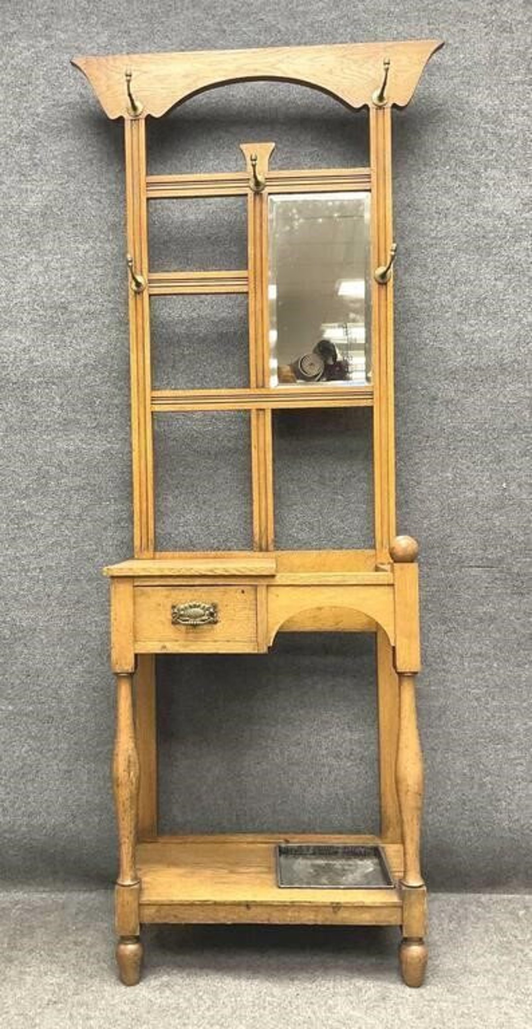 Antique Oak Late Victorian Hall Tree, Circa 1890 Etsy