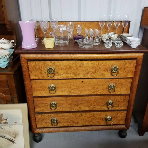Birdseye Tiger Maple Chest Of Drawers 2 Ca 1800 Etsy