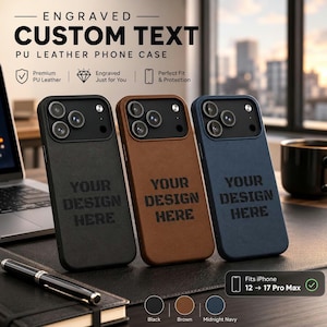 Etui na telefon ze skóry PU z grawerunkiem | Etui z personalizowanym tekstem zdjęcie 1