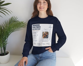 Bluza ze zdjęciem | Spersonalizowany okrągły dekolt ze zdjęciem, ze zdjęciem zwierzaka lub rodziny