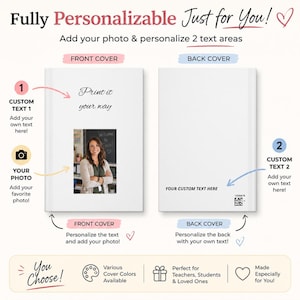 Custom Photo Script Text Hardcover Journal | Personalized Notebook, Printable Cover
