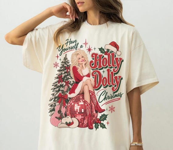 Comfort Colors Have Yourself A Holly Dolly Christmas Shirt, Dolly Parton Tshirt, Country Music Tee