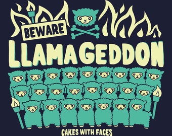 Camiseta Llamageddon - Camiseta de llama - Juegos de palabras / Camisetas divertidas - Alpacas - Azul marino - Camiseta para hombre y mujer - Ropa - Juegos de palabras