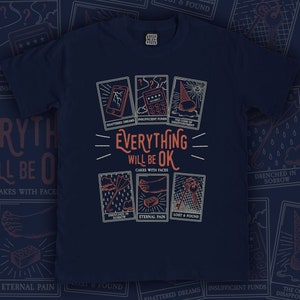 Camiseta de tarô: "Tudo ficará bem" - Camisetas engraçadas para homens e mulheres - Roupas - Presente de cartas de tarô - Moda oculta/alternativa
