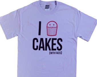Cakes T-Shirt - Pastel Lilac / Purple - I Love Cakes T-Shirt - Cute Graphic Tee - Baking Gift - Clothing - Casual Cute Fashion