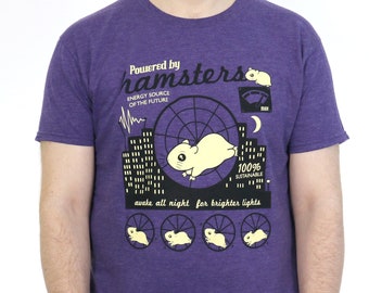 Powered by Hamsters T-Shirt - Retro Hamster T-Shirt - Vintage Style - T-Shirts for Women - T-Shirts for Men - Hamster Gift - Clothing - Pets