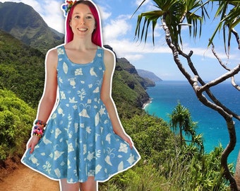 Hawaiian Dress - Size 6 - 20 - Blue Beach Dress for Holiday - Cute Dresses for Women - Tiki Party - Tropical - - Summer Dress