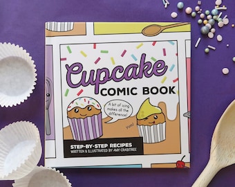 Cupcake Comic Book - Cute Cake Recipe Book - Baking Gift - Cake Decorating Gifts - Kawaii Cupcake Making Set