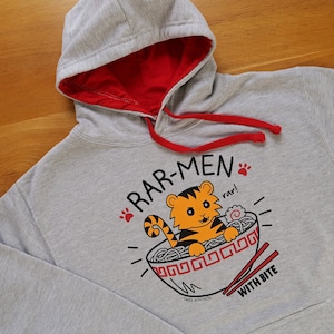 Rar men Hoodie Japanese Ramen Noodles Hoody With a Cute Tiger