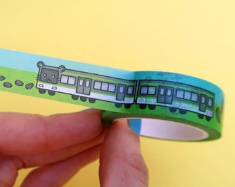 Hamanote Line Washi Tape - Cute Hamster Train Tape - Masking Tape - Deco Tape - Journalling / Scrapbook / Crafts - Kawaii - Japanese Trains