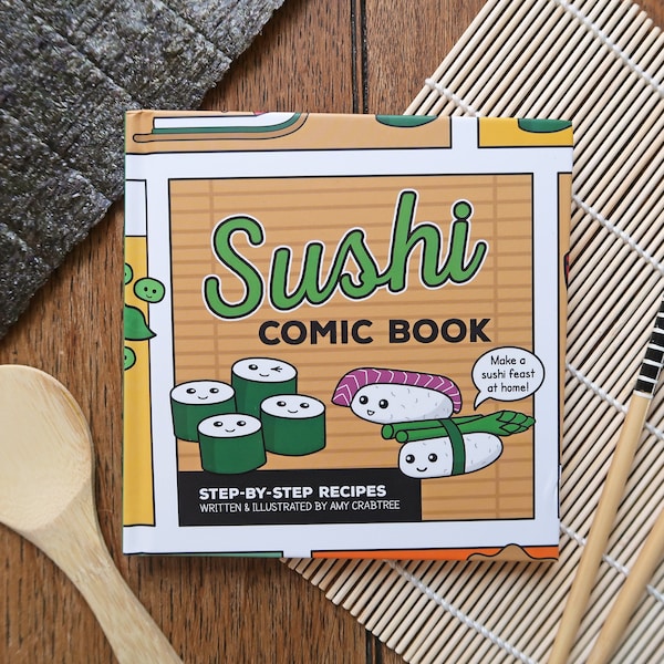 Sushi Comic Book - Japanese Sushi Recipe Book - Cute Japanese Gift - Kawaii - How to Make Sushi - Japan Gifts - Cookery Book - Making Sushi