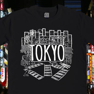 T-shirt Tokyo - T-shirt giapponese da donna/uomo - T-shirt nera - Regalo giapponese - Monocromatico - T-shirt grafiche