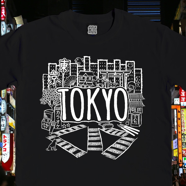 Tokyo T-Shirt - Womens / Mens Japan T-Shirt - Black T-Shirt - Japanese Gift - Monochrome - Graphic Tees