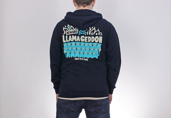 Llamageddon Zip up Hoodie Llama Hoodie Funny Hoodies Alpacas Mens Ladies Unisex Zip up Hoody Sweater Clothing Navy Blue Etsy