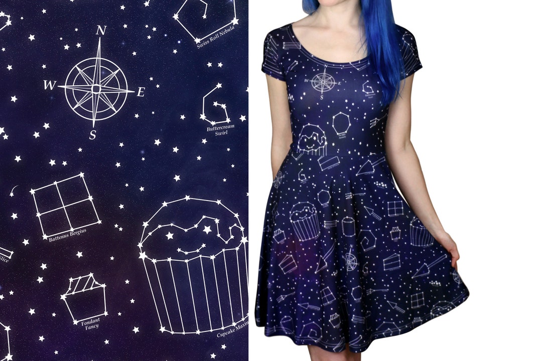 Starry Night Dress - Size 6 - 20 - Galaxy / Space / Stars Skater Dress - Party Dress - Cute Dresses - Alternative Clothing - Celestial