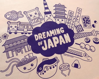 Dreaming of Japan Tea Towel - Quirky Gift for fans of Japan -House Gift - Kitchen Accessories - Japanese Tea Towel
