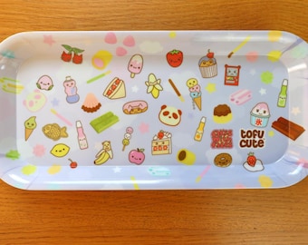 Japanese Sweets Snack Tray / Dish - Trinket Tray / Snack Plate / Ring Dish with Cute Sweets, Snacks & Candy- Kawaii Pastel Homeware