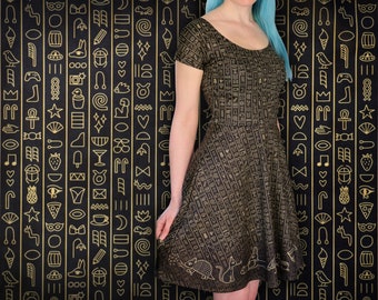 Egypt Dress: "The Party of Your Afterlife" - Ancient Egyptian - Hieroglyphics Skater Dress - Gothic / Alternative Dress for Women