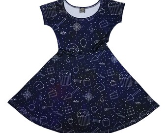 Space Galaxy N ight dress★☆accessories☆☆ Starry Night Dress - Size 6 - 20 - Galaxy / Space / Stars Skater