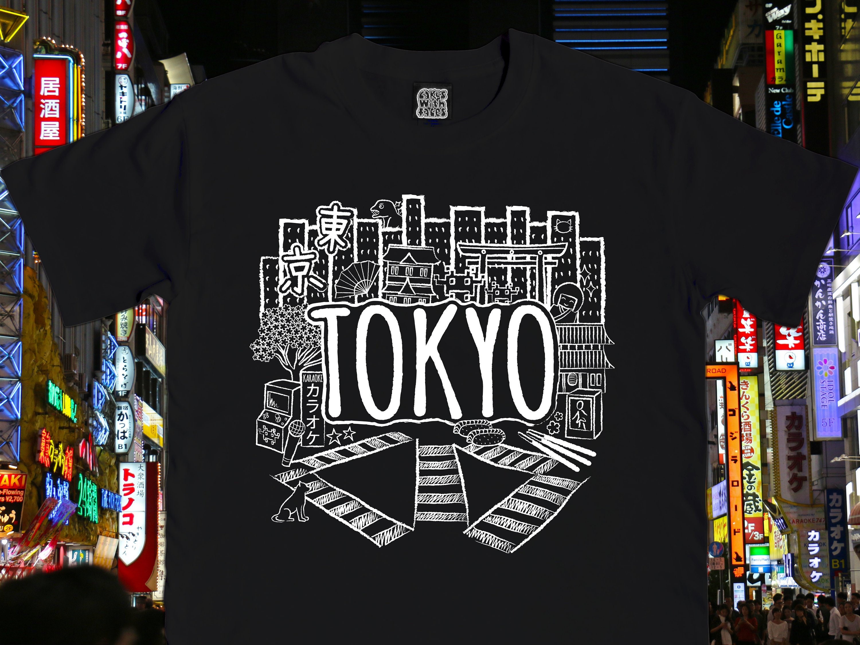 Tokyo T Shirt Womens Mens Japan T Shirt Black T Shirt Etsy