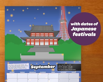 Kalendarz Japonia 2027 – Kalendarz ścienny / Planer podróży – Japoński – Prezenty z Japonii – 12-miesięczny kalendarz dla Tokio / Japonii
