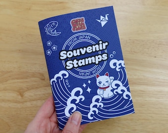 Japanese Stamp Book - Souvenir Stamps - Eki Stamps in Japan - Stamp Collection Notebook / Journal - Lucky Cat