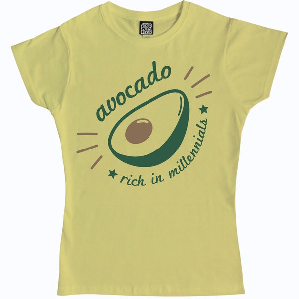 Avocado T-Shirt - Gift for Vegan / Vegetarian - Funny Avocado Shirt - Pastel Clothing - Cute Fashion - Mens & Womens - Yellow T-Shirt