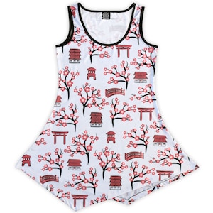Magical Kyoto Tunic - Sleeveless Top for Women - Japanese Clothing - Size 6 - 20 - Japan Gifts - Floral Sakura / Cherry Blossom Dress