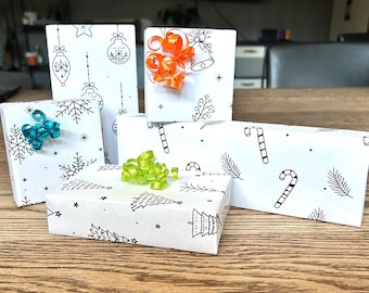 Christmas Black & White Printable Bundle Gift Wrap | Printable Wrapping Paper | FREE Gift Tags (PDF Download)