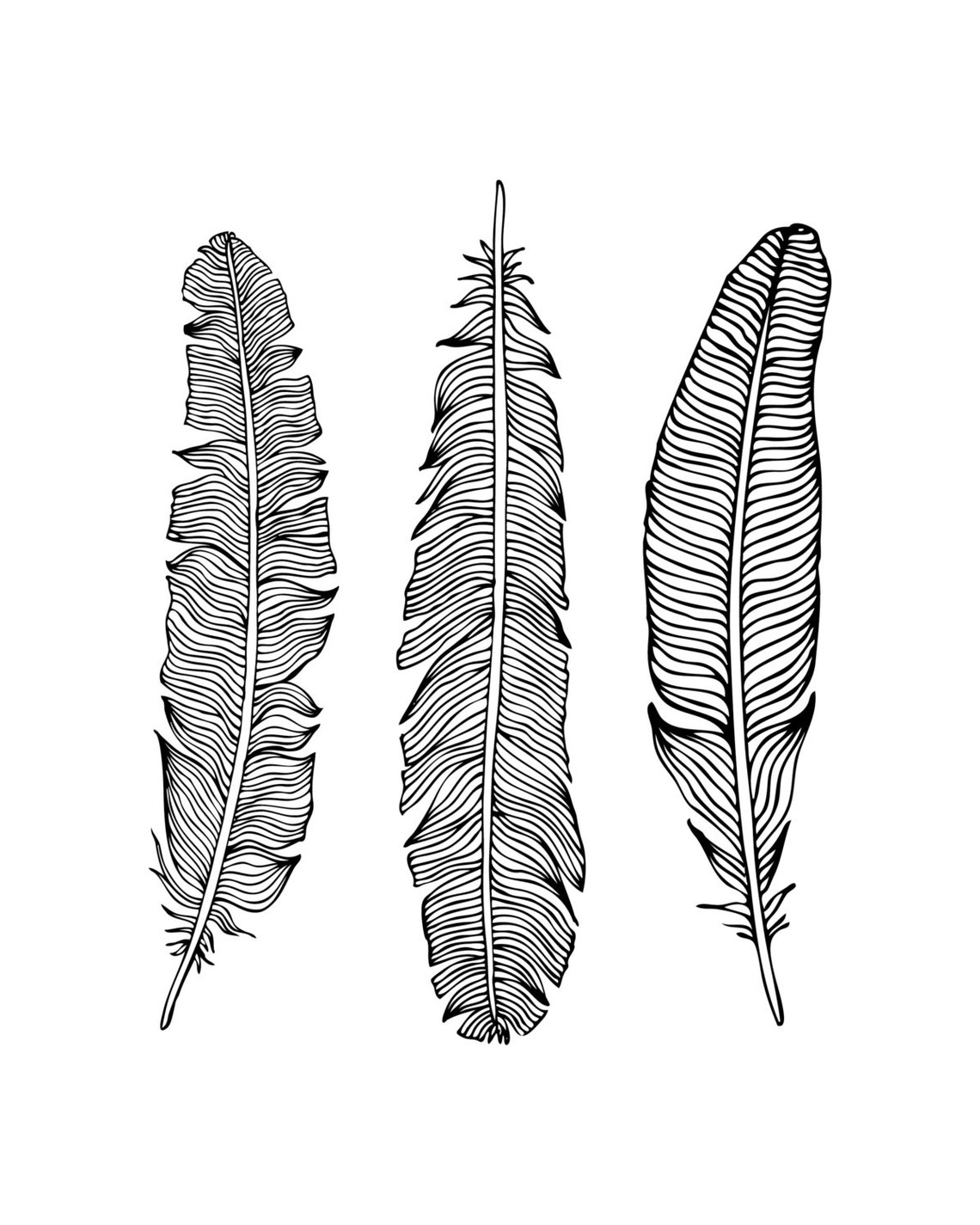 Black and White Native Feather Printable Art 8x10 2 - Etsy
