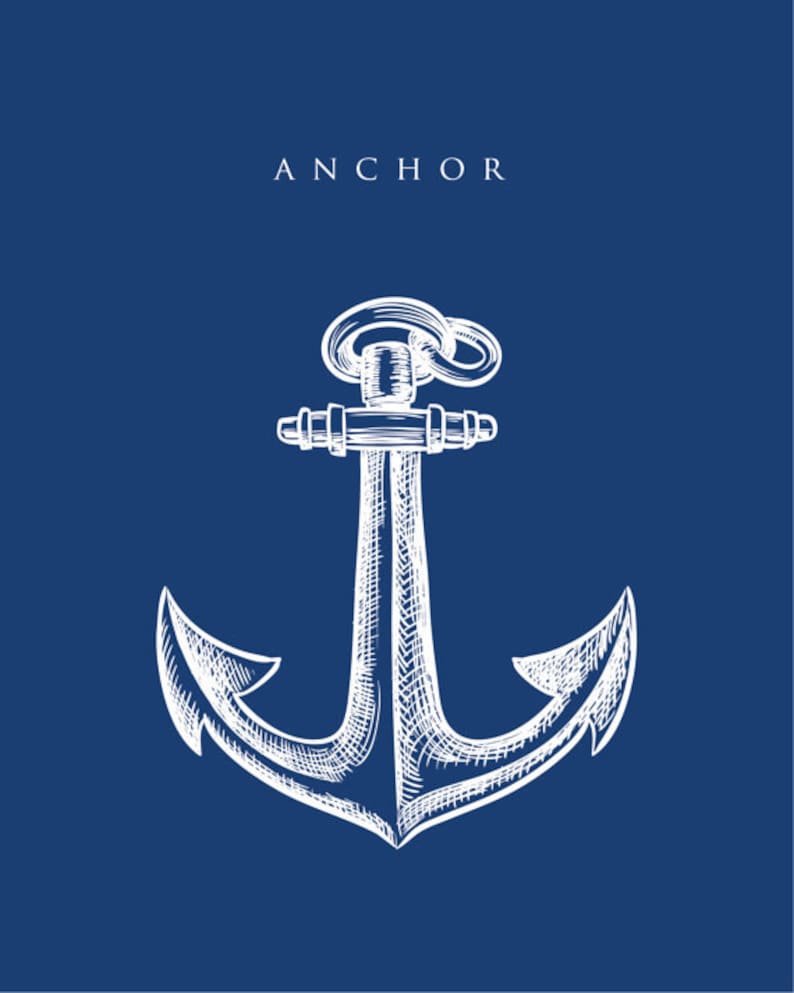 Navy Anchor Nautical Bathroom Printable - Etsy