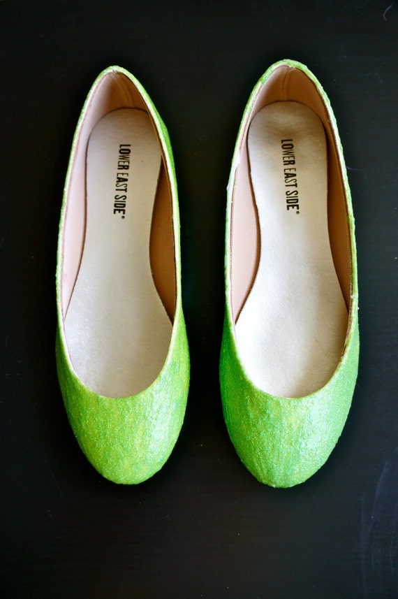 green sparkly flats