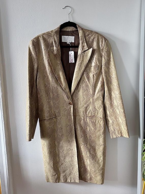 Norma Kamali, Vintage 1980’s Norma Kamali Snakeskin Embossed Leather Jacket